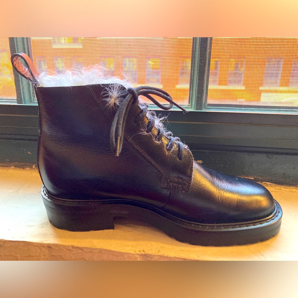 Saint Laurent Paris William Shearling Boot Size 37 Black Leather NEW WITH TAGS